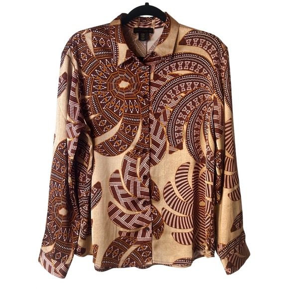 House of Harlow 1960 Tops - House of Harlow 1960 Abstract Print Long‎ Sleeve Button Up Shirt Women's Medium